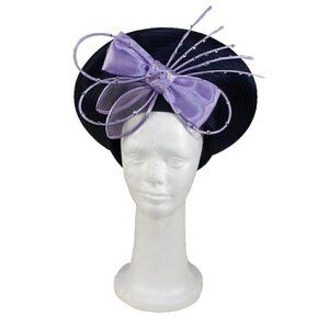 BMJ STUDIO blue & purple polyester ladies church, derby hat 23.5" vintage
